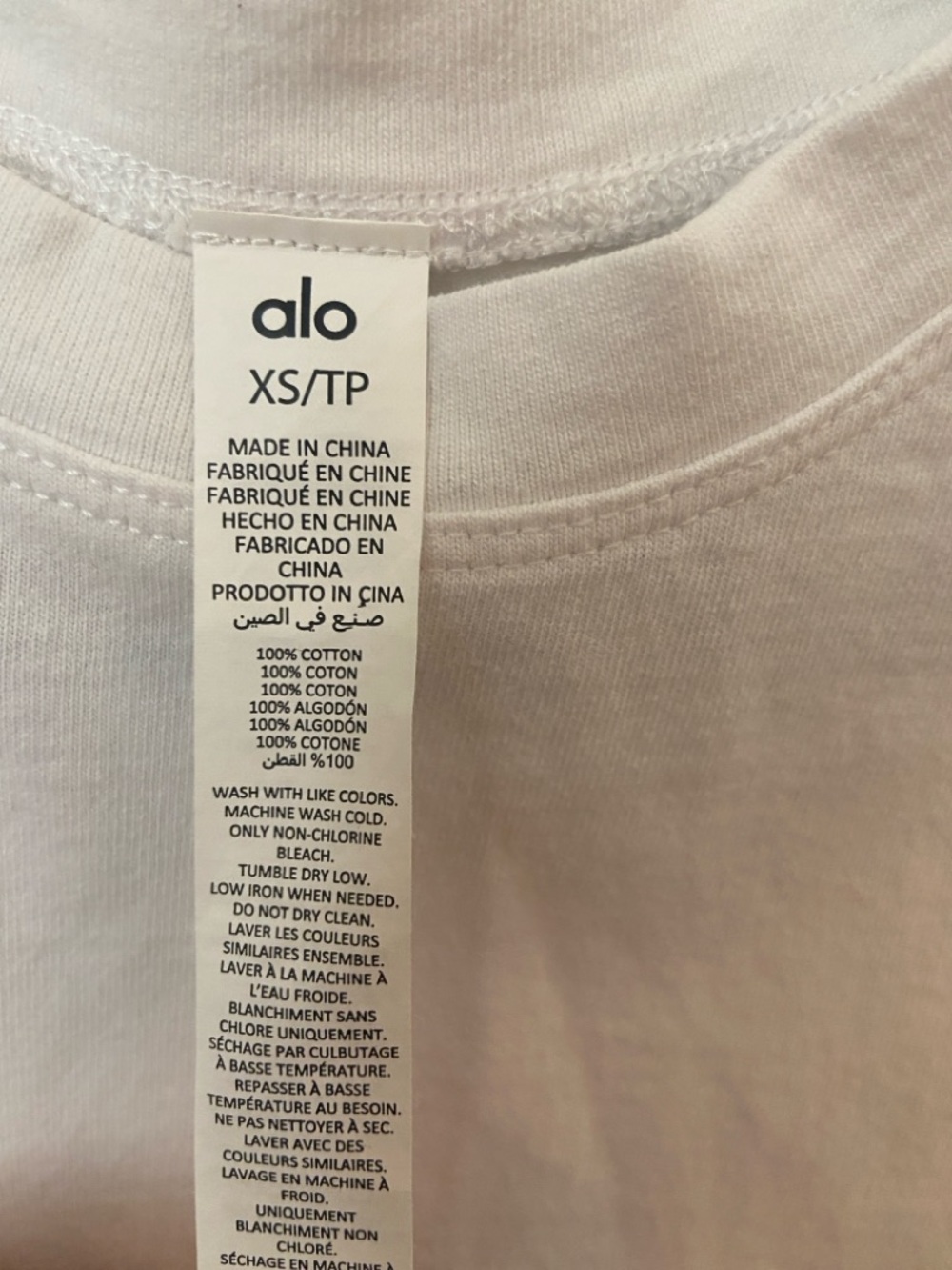 Alo Yoga Headliner Shoulder Pad Sleeveless Tee White XS Cotton Muscle Tank - Picture 7 of 7